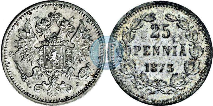 Фото 25 пенни 1873 года S 