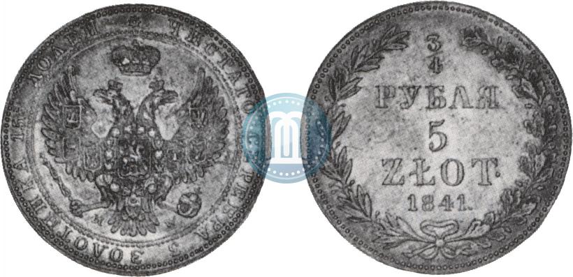 Picture 3/4 roubles - 5 złotych 1841 year MW 