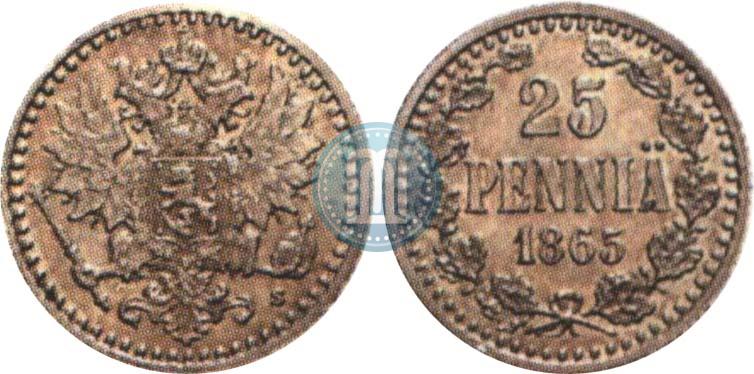 Picture 25 pennia 1865 year S 