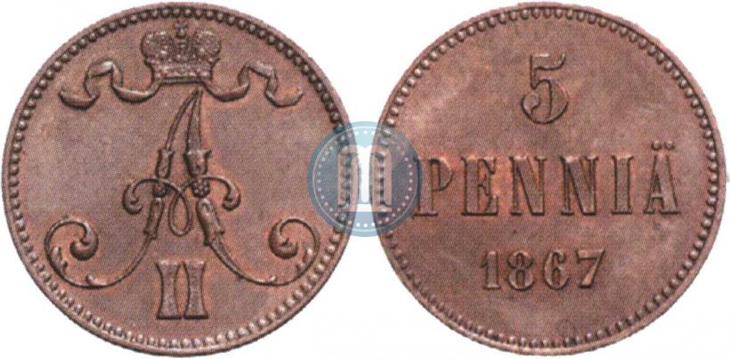 Picture 5 pennia 1867 year  