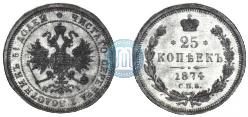 Фото 25 копеек 1874 года СПБ-НІ 