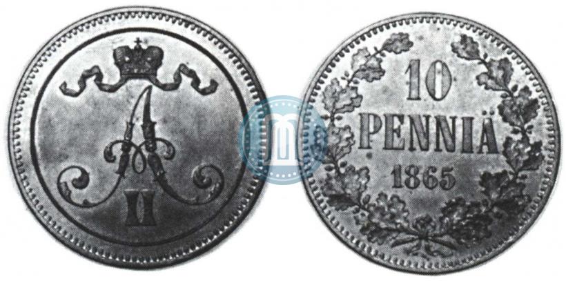 Picture 10 pennia 1865 year  