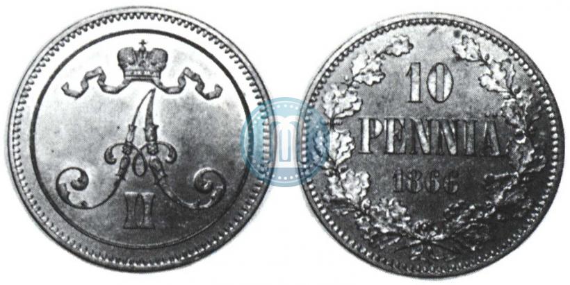 Picture 10 pennia 1866 year  