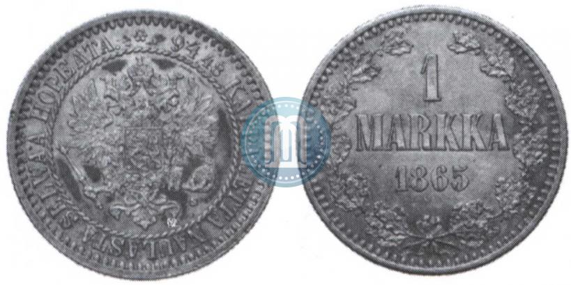 Picture 1 markka 1865 year S 