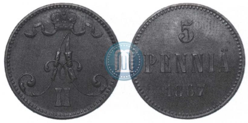 Picture 5 pennia 1867 year  