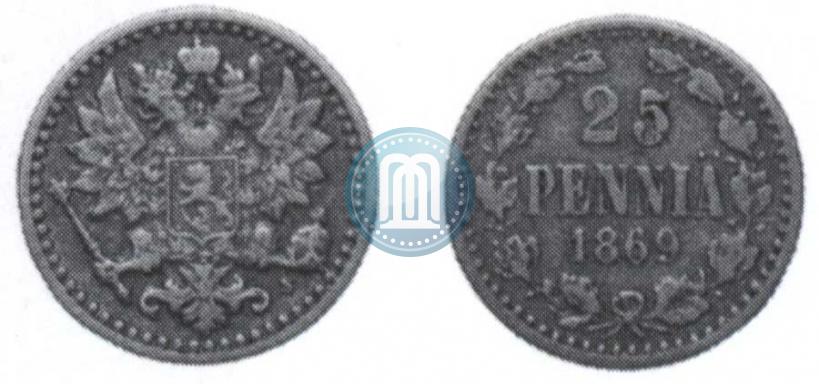 Фото 25 пенни 1869 года S 