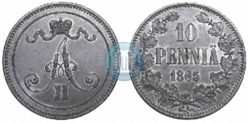 Picture 10 pennia 1865 year  