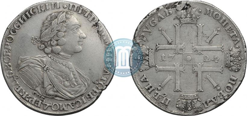 Picture 1 rouble 1724 year СПБ "Sun rouble, portrait in armour"