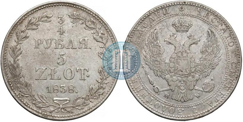 Picture 3/4 roubles - 5 złotych 1838 year MW 