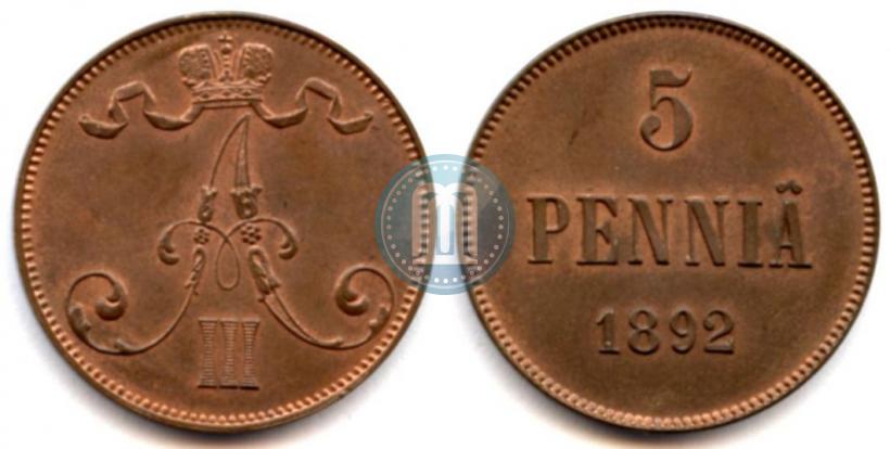 Picture 5 pennia 1892 year  