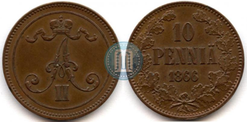 Picture 10 pennia 1866 year  