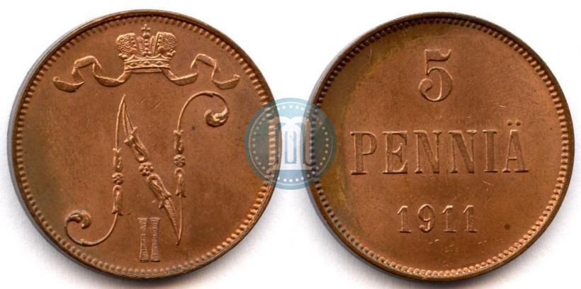 Picture 5 pennia 1911 year  