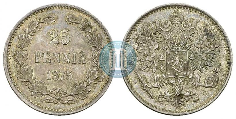 Фото 25 пенни 1875 года S 