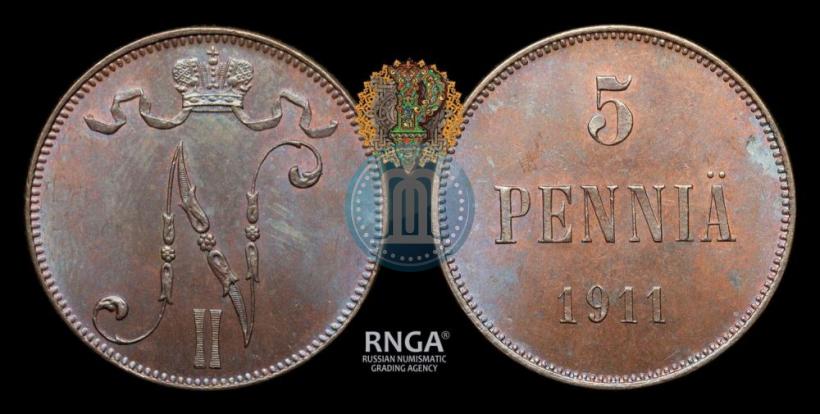 Picture 5 pennia 1911 year  