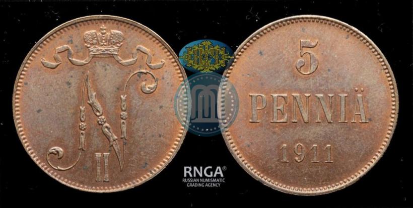 Picture 5 pennia 1911 year  