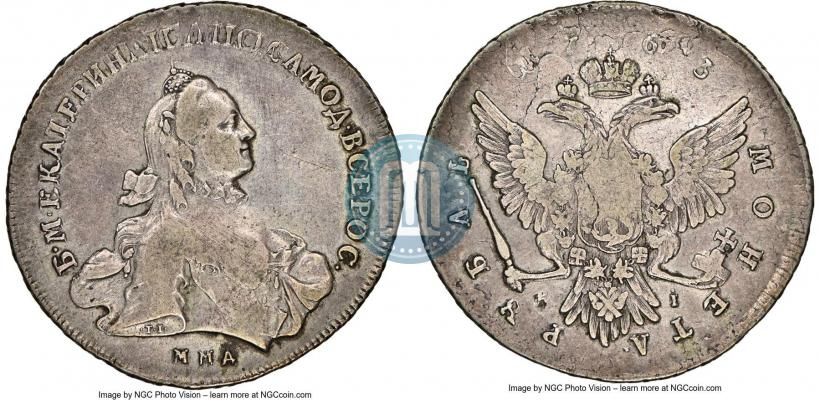 Picture 1 rouble 1763 year ММД-EI 