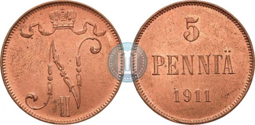 Picture 5 pennia 1911 year  