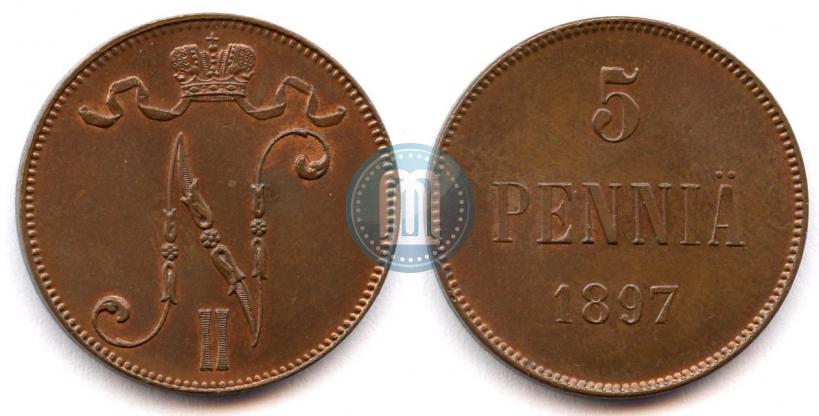 Picture 5 pennia 1897 year  