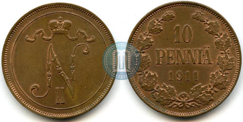 Picture 10 pennia 1911 year  