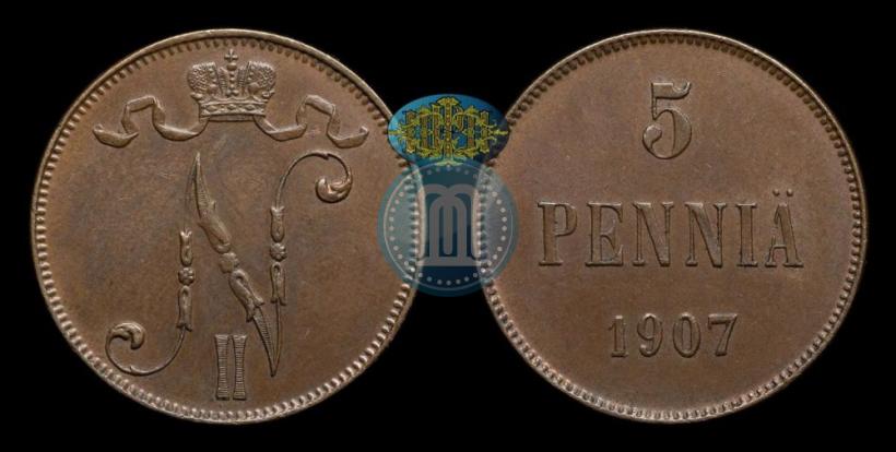 Picture 5 pennia 1907 year  