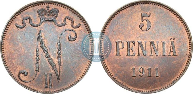 Picture 5 pennia 1911 year  