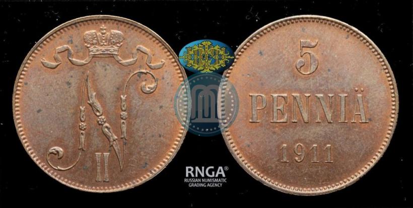 Picture 5 pennia 1911 year  