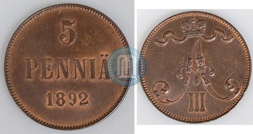 Picture 5 pennia 1892 year  