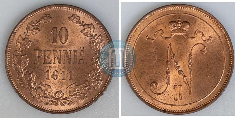 Picture 10 pennia 1911 year  