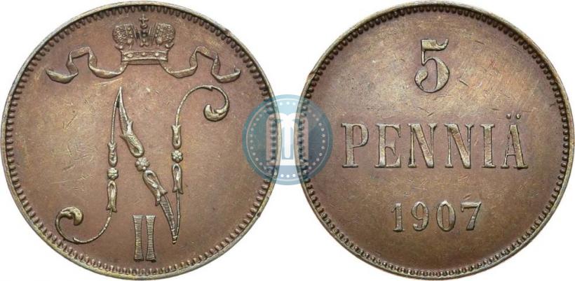 Picture 5 pennia 1907 year  