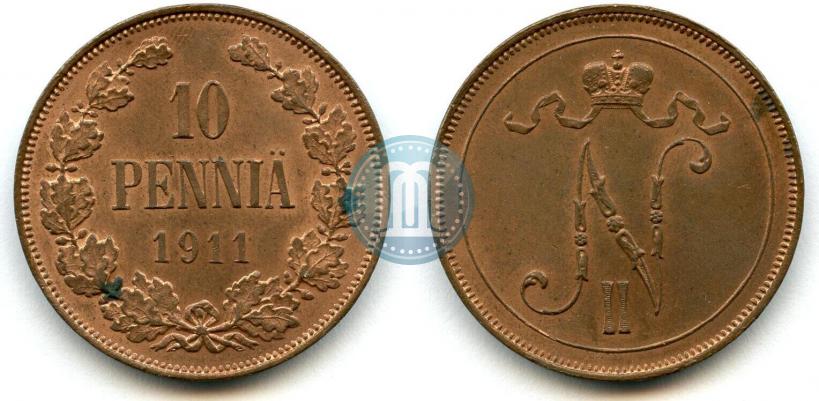 Picture 10 pennia 1911 year  