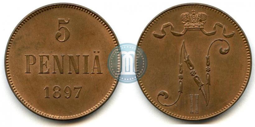 Picture 5 pennia 1897 year  