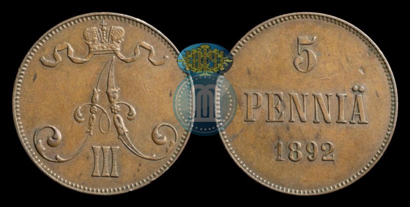 Picture 5 pennia 1892 year  