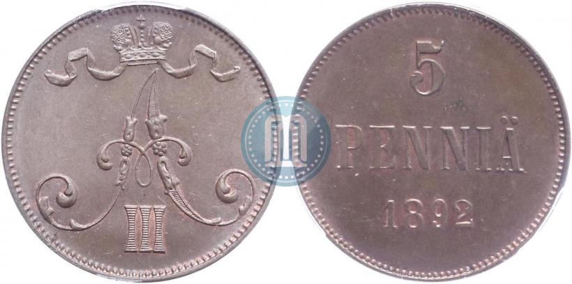 Picture 5 pennia 1892 year  