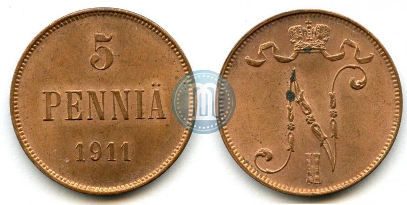 Picture 5 pennia 1911 year  