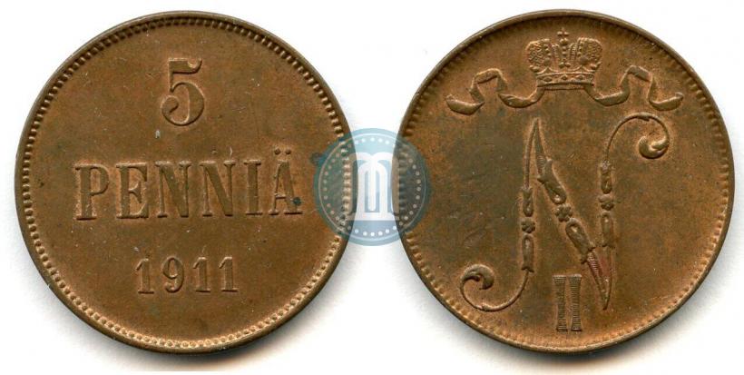 Picture 5 pennia 1911 year  