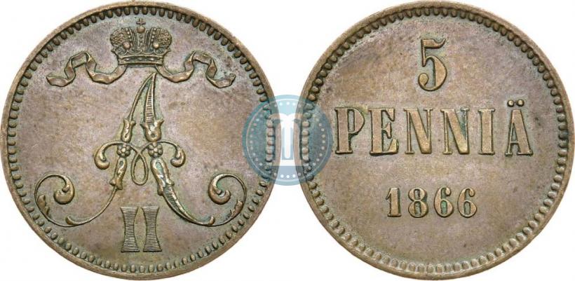 Picture 5 pennia 1866 year  