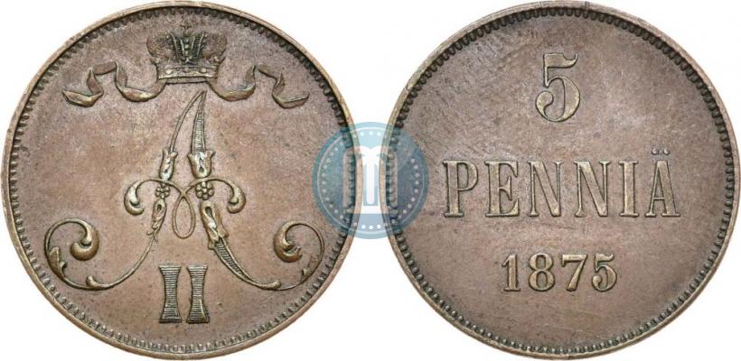 Picture 5 pennia 1875 year  