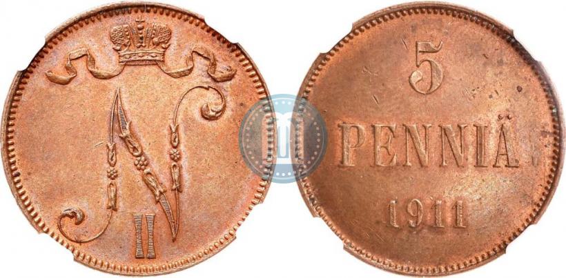 Picture 5 pennia 1911 year  