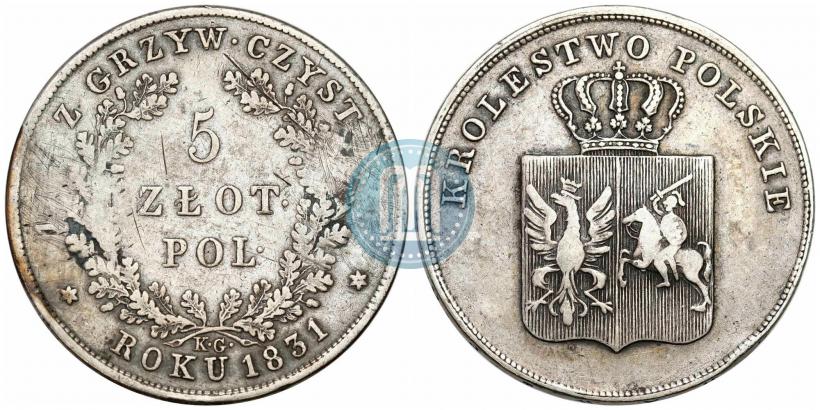 Picture 5 złotych 1831 year KG "Polish uprising"