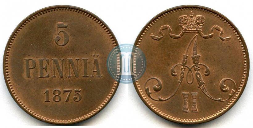 Picture 5 pennia 1875 year  