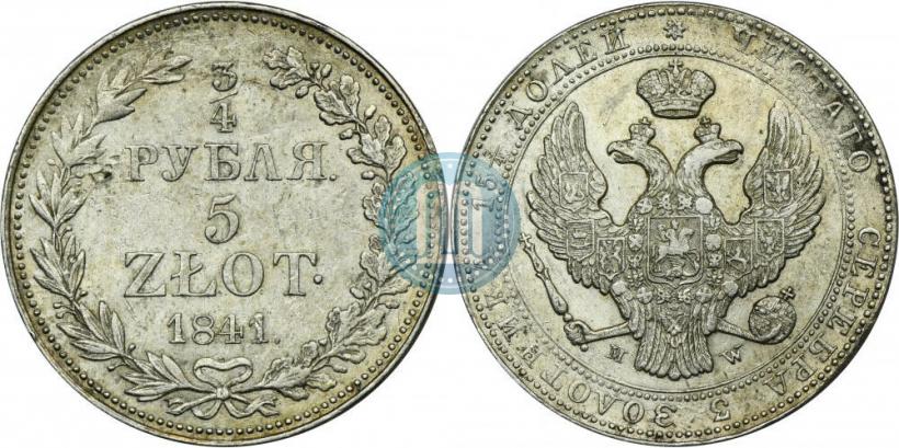 Picture 3/4 roubles - 5 złotych 1841 year MW 