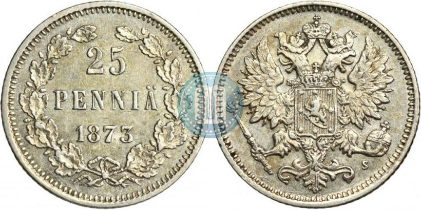 Фото 25 пенни 1873 года S 