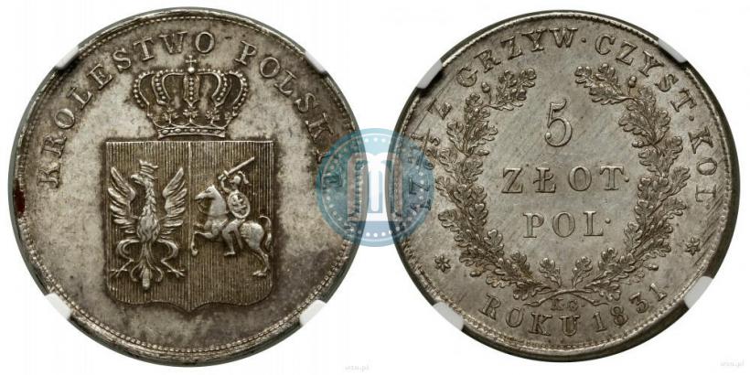 Picture 5 złotych 1831 year KG "Polish uprising"