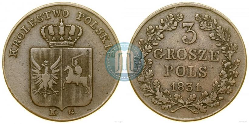 Picture 3 grosze 1831 year KG "Polish uprising"