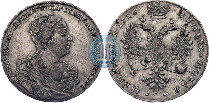 Picture 1 rouble 1727 year  "Moscow type, portrait turned to the right"