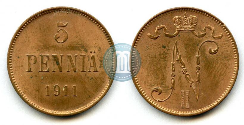 Picture 5 pennia 1911 year  