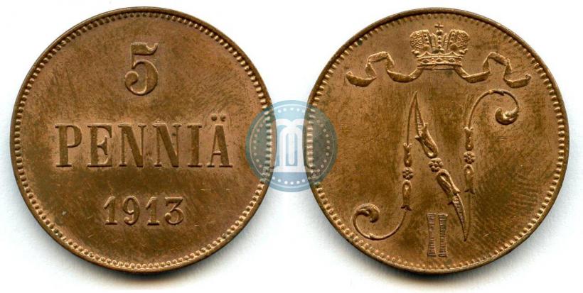 Picture 5 pennia 1913 year  