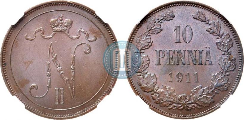 Picture 10 pennia 1911 year  