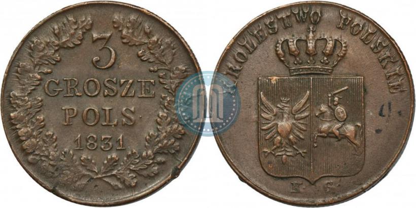 Picture 3 grosze 1831 year KG "Polish uprising"