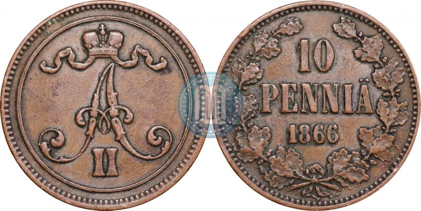 Picture 10 pennia 1866 year  